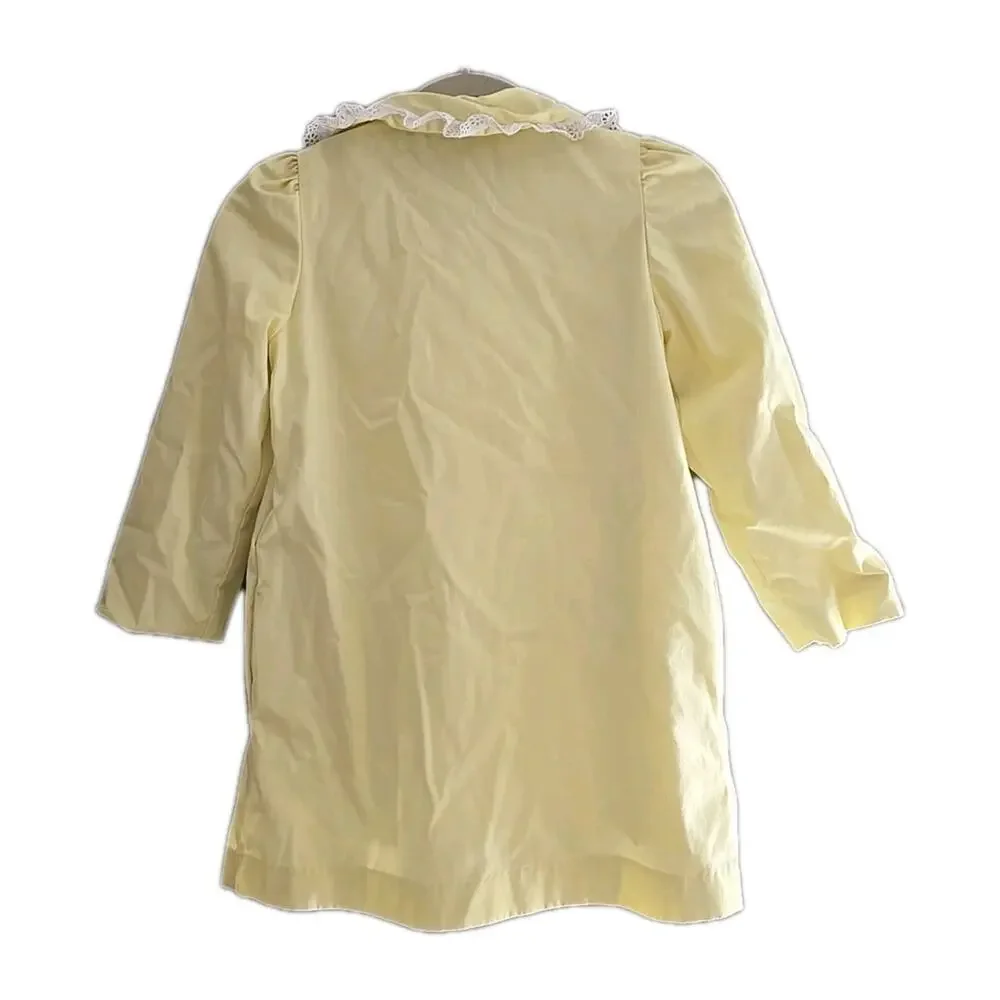 Vtg Sears Yellow Ruffle Button‎ Front Long Sleeve Cottagecore Dress Girls 6X